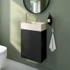Lave-Mains|Homesight Meuble lave-mains suspendu noir mat l.44 cm Imandra + plan vasque béton beige moucheté, GoodHome