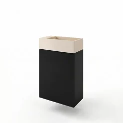 Lave-Mains|Homesight Meuble lave-mains suspendu noir mat l.44 cm Imandra + plan vasque béton beige moucheté, GoodHome