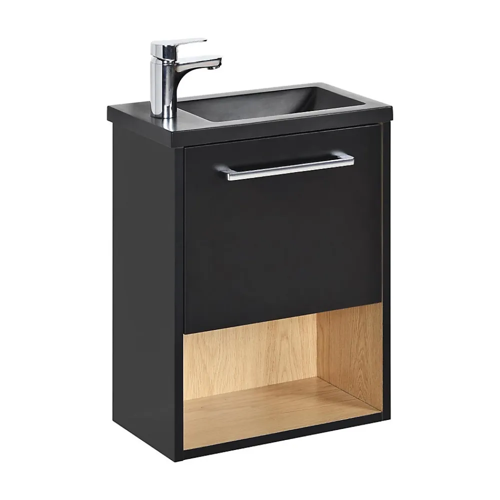 Mob-In Meuble lave-mains suspendu avec niche et vasque résine 53x40cm