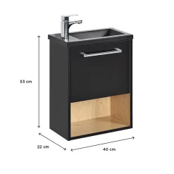 Mob-In Meuble lave-mains suspendu avec niche et vasque résine 53x40cm
