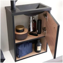 Mob-In Meuble lave-mains suspendu avec niche et vasque résine 53x40cm