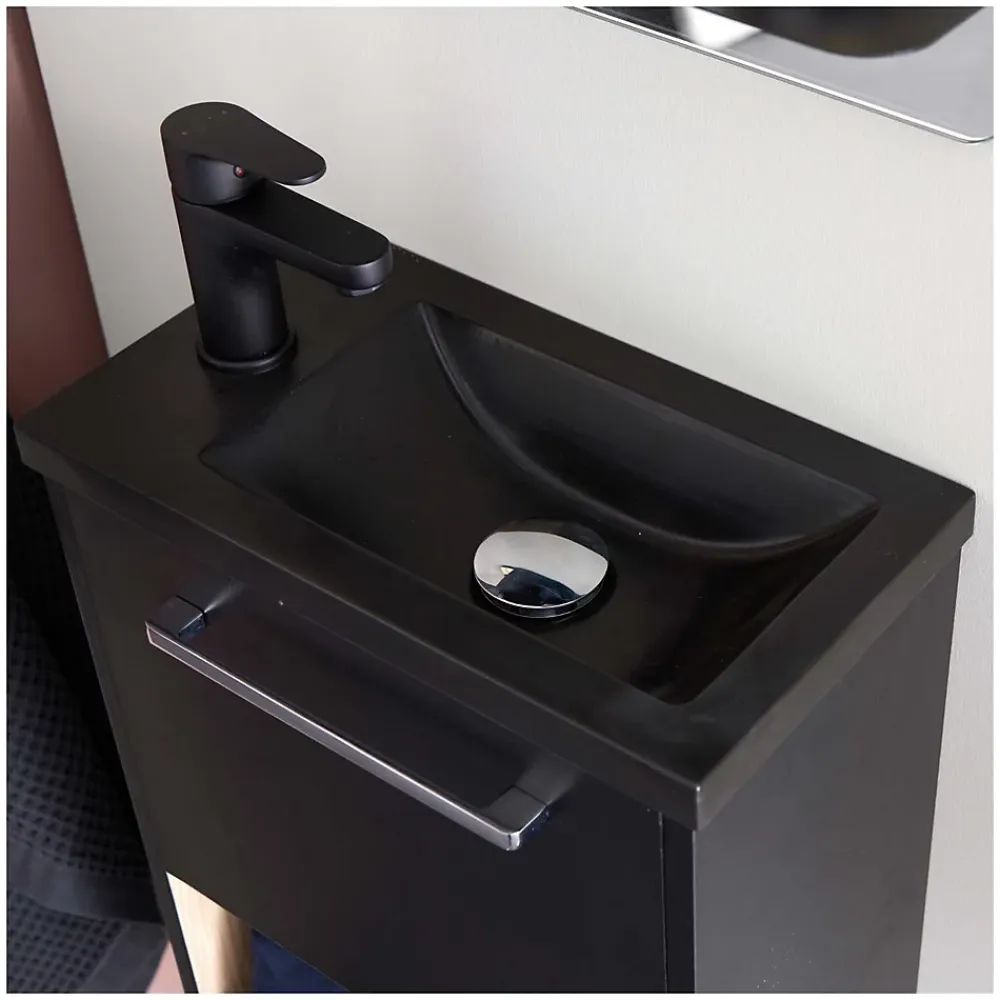 Mob-In Meuble lave-mains suspendu avec niche et vasque résine 53x40cm