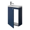 Lave-Mains|Meuble De Salle De Bains Faible Profondeur|GoodHome Meuble lave-mains suspendu bleu nuit mat l.44 cm Imandra + plan vasque blanc résine Beni,