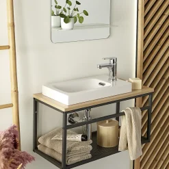 Mob-In Meuble lave-mains WILO grande largeur avec vasque résine 60cm
