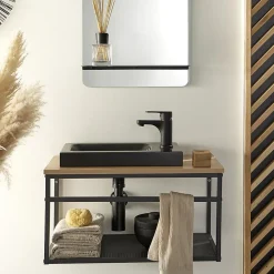 Mob-In Meuble lave-mains WILO grande largeur avec vasque résine 60cm