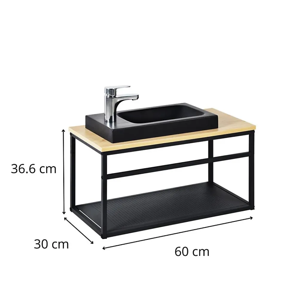 Mob-In Meuble lave-mains WILO grande largeur avec vasque résine 60cm