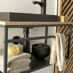 Mob-In Meuble lave-mains WILO grande largeur avec vasque résine 60cm