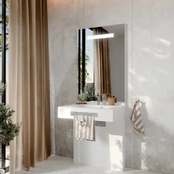 Cuisibane Meuble LEA 70 cm avec plan vasque et miroir LED ELEG Plus ht105