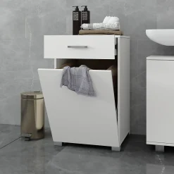 Meuble De Salle De Bains Faible Profondeur|Ml-Design Meuble panier à linge salle de bain armoire toilette MDF mélamine 50x78,5x45 cm