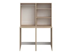 Meuble Buanderie|Vente-unique Meuble pour 2 machines à laver avec penderie et étagères - Naturel clair - H184 x L128 cm - ERKANO