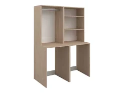 Meuble Buanderie|Vente-unique Meuble pour 2 machines à laver avec penderie et étagères - Naturel clair - H184 x L128 cm - ERKANO