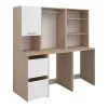 Vente-unique Meuble pour 2 machines à laver avec étagères, penderie et placards - Naturel clair et blanc - L176 x H184 x P66 cm - ERKANO