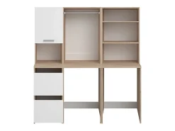 Vente-unique Meuble pour 2 machines à laver avec étagères, penderie et placards - Naturel clair et blanc - L176 x H184 x P66 cm - ERKANO