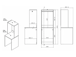 Vente-unique Meuble pour 2 machines à laver avec étagères, penderie et placards - Naturel clair et blanc - L176 x H184 x P66 cm - ERKANO