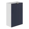 Meuble Wc|Vente-unique Meuble pour lave main strié caisson blanc et porte réversible bleue - H60 x L40 x P22 - VAHIRA
