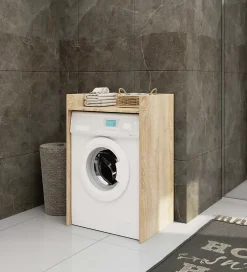 Armoire De Salle De Bains|Akord Furniture Factory Meuble pour lave-linge AKORD FIN Chêne Sonoma 64 cm 1 étagère 64x50x98 cm