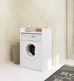 Armoire De Salle De Bains|Akord Furniture Factory Meuble pour lave-linge AKORD FIN Blanche 64 cm 1 étagère 64x50x98 cm