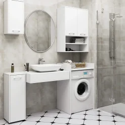 Armoire De Salle De Bains|Akord Furniture Factory Meuble pour lave-linge AKORD FIN Blanche 64 cm 1 étagère 64x50x98 cm