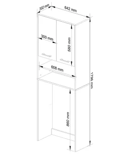 Akord Furniture Factory Meuble pour machine à laver AKORD FIN Chêne Sonoma 64 cm 2 portes façade Chêne Sonoma 4 étagères 64x30x180 cm