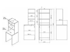 Meuble Buanderie|Vente-unique Meuble pour machine à laver avec étagères - Naturel clair - L65 x H184 cm - ERKANO