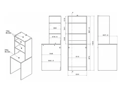Meuble Buanderie|Vente-unique Meuble pour machine à laver avec étagères - Naturel clair - L65 x H184 cm - ERKANO