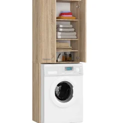 Akord Furniture Factory Meuble pour machine à laver AKORD FIN Chêne Sonoma 64 cm 2 portes façade Chêne Sonoma 4 étagères 64x30x180 cm