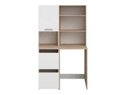 Meuble Buanderie|Vente-unique Meuble pour machine à laver avec étagères et placards - Naturel clair et blanc - L111 x H184 cm - ERKANO