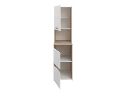 Meuble Buanderie|Vente-unique Meuble pour machine à laver avec étagères et placards - Naturel clair et blanc - L111 x H184 cm - ERKANO