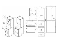 Meuble Buanderie|Vente-unique Meuble pour machine à laver avec étagères et placards - Naturel clair et blanc - L111 x H184 cm - ERKANO