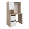 Vente-unique Meuble pour machine à laver avec penderie et placards - Naturel clair et blanc - L111 x H184 cm - ERKANO
