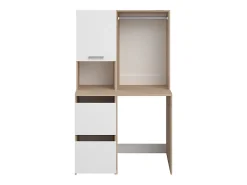 Vente-unique Meuble pour machine à laver avec penderie et placards - Naturel clair et blanc - L111 x H184 cm - ERKANO