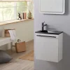 Lave-Mains|Planète Bain Meuble pour wc blanc avec lave mains design noir et mitigeur noir