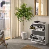 Rangement Buanderie|GoodHome Meuble rangement chaussures 2 niveaux blanc Pyrus l. 65 x H. 81 x P. 24,8 cm