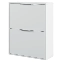 Rangement Buanderie|GoodHome Meuble rangement chaussures 2 niveaux blanc Pyrus l. 65 x H. 81 x P. 24,8 cm