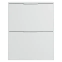 Rangement Buanderie|GoodHome Meuble rangement chaussures 2 niveaux blanc Pyrus l. 65 x H. 81 x P. 24,8 cm