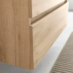 Meuble Vasque|Planète Bain Meuble salle de bain - 100 cm - avec plan vasque - Effet chêne brut - A suspendre - KARAIB
