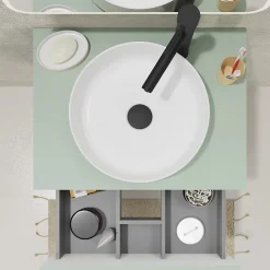 Meuble Vasque|Planète Bain Meuble salle de bain 60 cm pour vasque à poser - Vert mat - A suspendre - Karaib 2