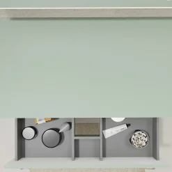 Planète Bain Meuble salle de bain 80 cm pour vasque à poser - Vert mat - A suspendre - Karaib 2