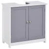Meuble Sous-Vasque|kleankin Meuble salle de bain - meuble sous-vasque - placard 2 portes avec étagère - dim. 60L x 30l x 60H cm - MDF gris blanc