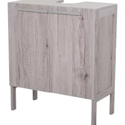 Homcom Meuble salle de bain - meuble sous-vasque - placard 2 portes avec étagère - dim. 60L x 30l x 70H cm - MDF imitation bois gris