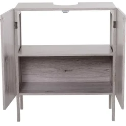 Homcom Meuble salle de bain - meuble sous-vasque - placard 2 portes avec étagère - dim. 60L x 30l x 70H cm - MDF imitation bois gris