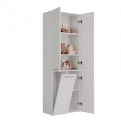 Armoire De Salle De Bains|3xE Living Meuble salle de bain, 174 x 30 x 60 cm, blanc mat