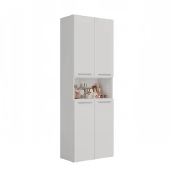 Armoire De Salle De Bains|3xE Living Meuble salle de bain, 174 x 30 x 60 cm, blanc mat