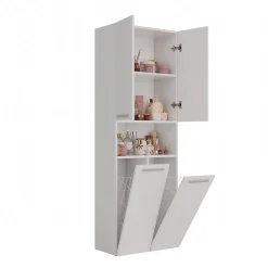 Armoire De Salle De Bains|3xE Living Meuble salle de bain, 174 x 30 x 60 cm, blanc mat