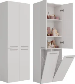 3xE Living Meuble salle de bain, 174 x 30 x 60 cm, blanc mat