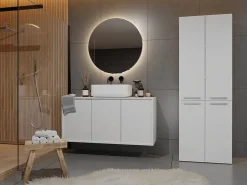 3xE Living Meuble salle de bain, 174 x 30 x 60 cm, blanc mat