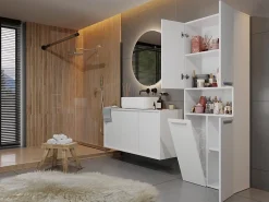 3xE Living Meuble salle de bain, 174 x 30 x 60 cm, blanc mat