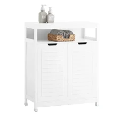 Sobuy Meuble Salle de Bain Armoire avec 2 Portes, étagères Réglables, BZR121-W,