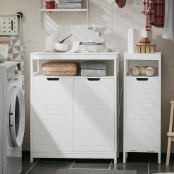 Sobuy Meuble Salle de Bain Armoire avec 2 Portes, étagères Réglables, BZR121-W,