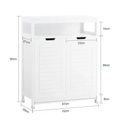 Sobuy Meuble Salle de Bain Armoire avec 2 Portes, étagères Réglables, BZR121-W,